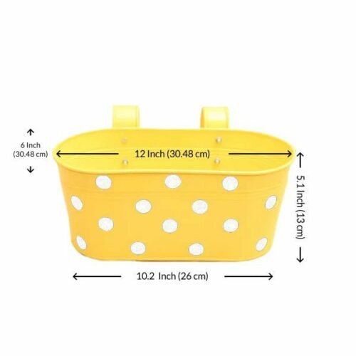 12 inch (30 cm) Polka Railing Oval Metal Planter (yellow)set of 3 Copy Copy Copy