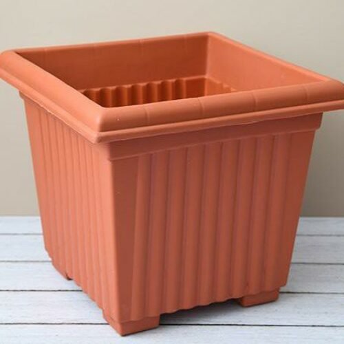 6.inch (15 cm) Square No.10 Plastic Planter (Terracotta Color) set of 3