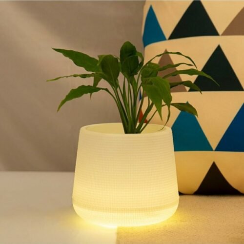 8″ Led Plastic Pots For Indoor Plants With Drainage Hole & Stand (Best Flower Pots & Planters For Home Decor, Living Room, Kitchen, Bedroom, Table Top, Office, Gifting,Warm White, Pack of 1)