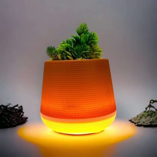 LED Flower Pot PEAR with Golden Top & White Base Light (Plastic Garden Pot, Indoor Planter, Flower Pot, Home Decor, Garden Decor) 5 inches LED Planter.Package Contains-1 Planter with 1 Adapter Copy